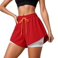 thumbnail image 1 of KKBOTIVE Womens Sport Shorts Gym Workout Yoga Running Tennis Skirts Clothes Summer Athletic Short Pants with Pocket, Red Size: L, 1 of 5