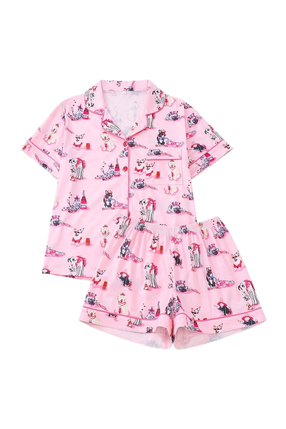 Womens Valentines Day Pajama Set Heart Print Short Sleeve Tops and Shorts 2 Piece Outfits Sleepwear Women's Comfortable Daily Nightwear ( Red-a Size: XL )