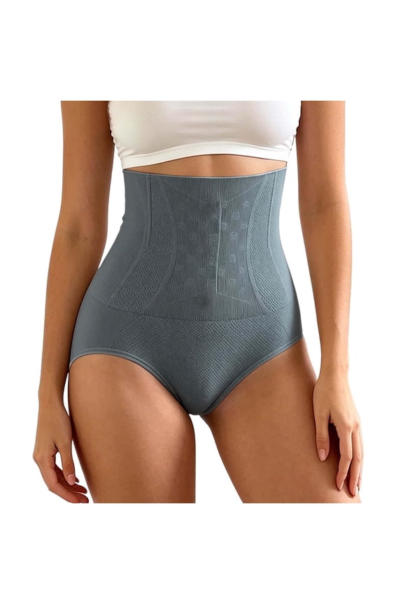 Womens Waist Trainer Shaping Briefs High Rise Abdomen Control Underwear, Breathable Shapewear Panties for Everyday & Postpartum Y03 Grey XXL