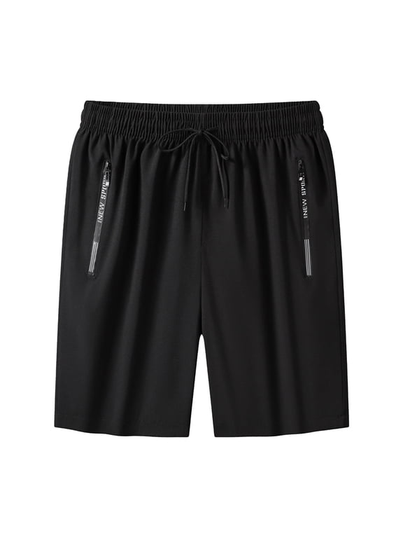 Workout Casual Crotchless Men Shorts Joggers Athletic Hiking Short Pants Running Gym Sports SweatShorts Black XL
