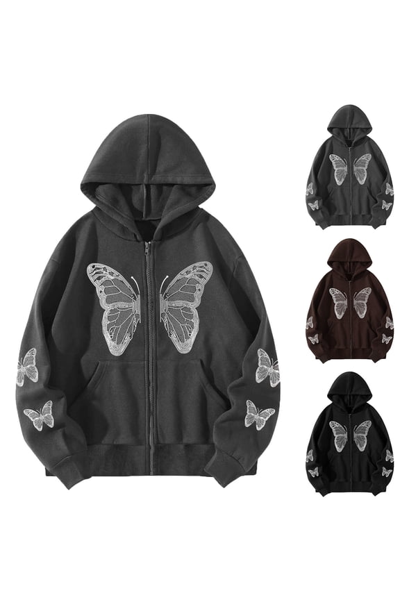 Y2K Skeleton Rhinestone Zip-Up Hoodie Oversized Sweatshirt Long Sleeve Graphic Jacket Tops Grey XXL