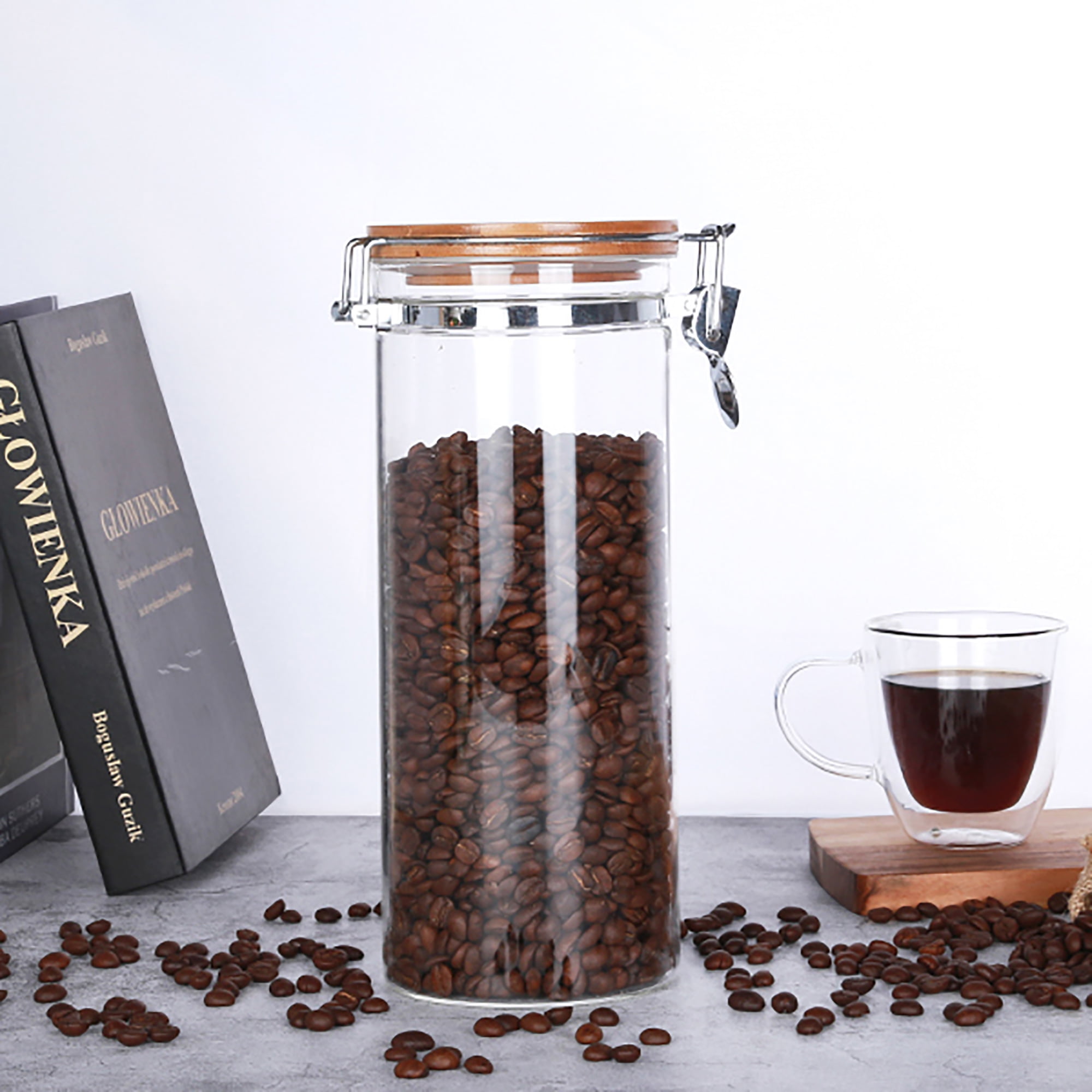 KKC Glass Food Storage Jar Container,Coffee Bean Canister with Airtight