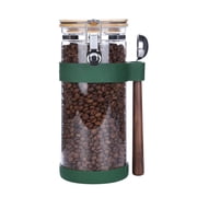 KKC HOME ACCENTS Glass Coffee Bean Storage Container with Scoop,Sealed Glass Storage Jar with Airtight Locking Lid,Airtight Nut Container,Sealed Container for C