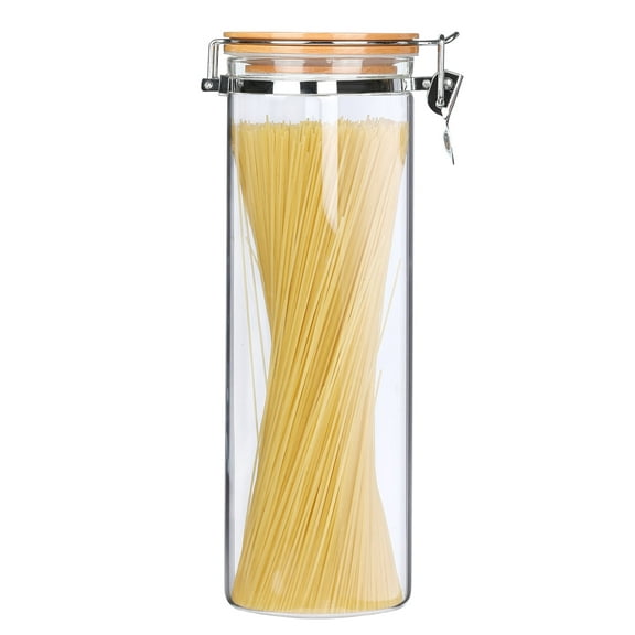 KKC Tall Pasta Storage Containers, Glass Spaghetti Container Noodle Storage Canister with Lid, Airtight Pasta Holder Containers for Kitchen Counter, 68 Fluid-oz