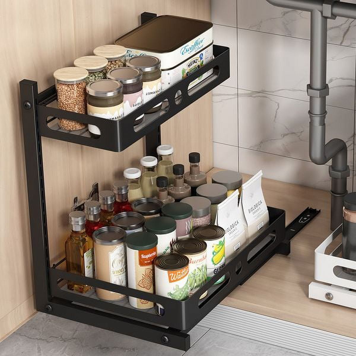 KKC Under Sink Organizer, Pull Out Organizer 2Tier Slide Out