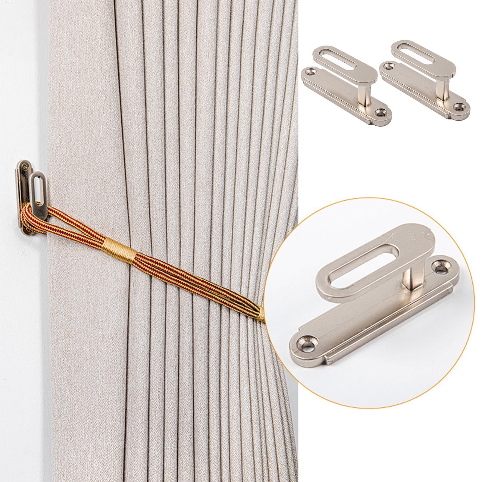 4-Piece Curtain Tieback Hooks - Wall Mounted Bronze Holdbacks With Screws, Decorative Drapery Hooks