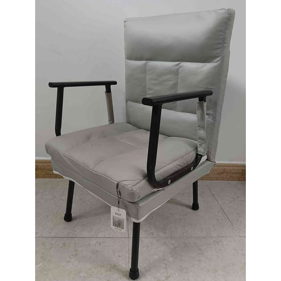 KKE Chaise lounges Modern Lounge Chair with Black Metal Frame and Gray Cushioned