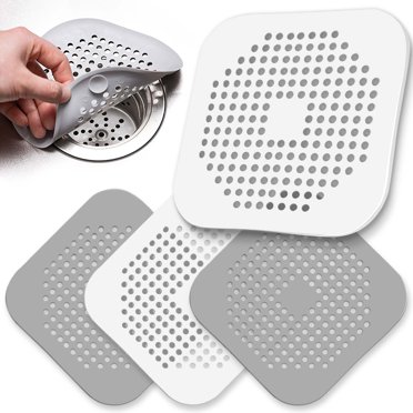 Drain Hair Catcher Hair Catcher,Square Hair Drain Cover For Shower Silicone Hair Stopper With Suction Cup,Easy To Install Suit For Bathroom,Bathtub,Kitchen 2 Pack (Grey Bathroom Sink Hair Catcher
