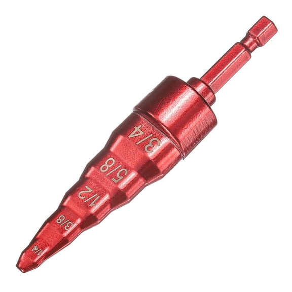 KKFEN-1/4" 3/8" 1/2" 5/8" 3/4" 5-in-1 Swage Tube Expander Drill Bit HVAC Repairing Tool Copper Pipe Flaring Tool with 1/4" Hex Shank for Air Conditioner HVAC Repair Red