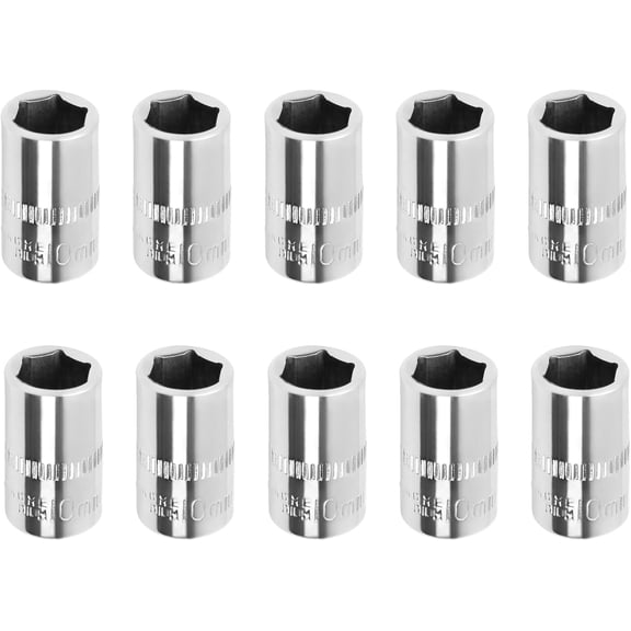 KKFEN-1/4" Drive 10mm Socket, Shallow Socket Set, for General Repairs, 6-Point, Metric, Cr-V, 10pcs
