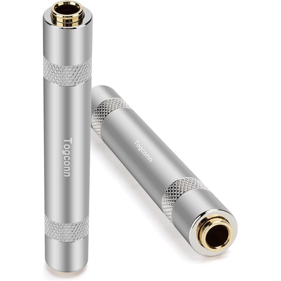 KKFEN-1/4 Inch TRS/TS Female to Female Gold-Plated Coupler (2 Pack), 1/4" TRS Stereo and TS Mono Jack Adapter Joiner, 6.35mm Extension Gender Changer Converter Connectors for Amplifier Speaker Guitar