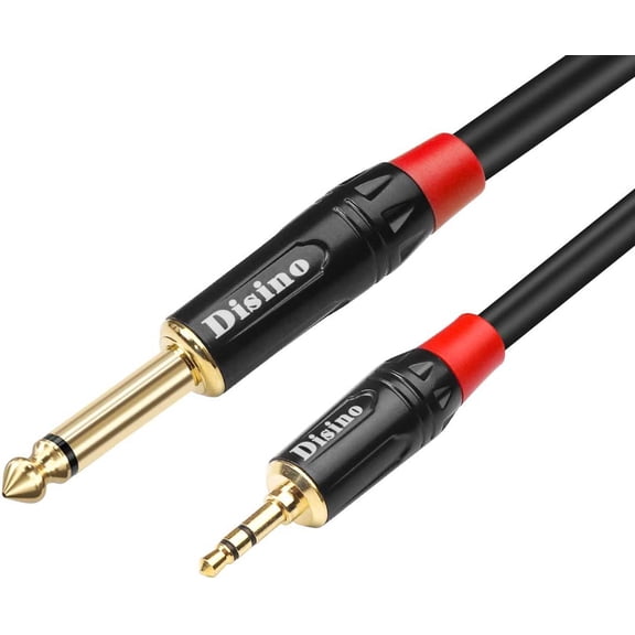 KKFEN-1/4 inch TS to 1/8 inch TRS Cable, 1/4" TS Mono to 1/8 inch(3.5mm) TRS Stereo Interconnect Adapter Cable,Mono to Stereo Patch Cord- 3.3 Feet /1 Meter