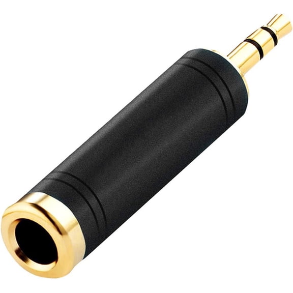 KKFEN-1/4 to 3.5mm Stereo Adapter, 1/4 inch Female to 1/8 inch Male Mini Jack Aux Converter Headphone Adapter - Black, 1PCS