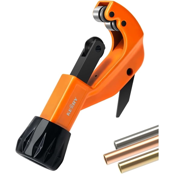KKFEN-1-8"-1-1/4 O.D. Tubing Cutter, Professional Metal Pipe Cutting Tool, Compact tube Cutter with Deburring Tool, Aluminum Body Steel Blades Cut Aluminum, Brass, Copper, Plastic Pipes