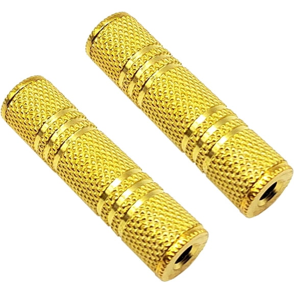 KKFEN-1/8 Inch TRS TS 3.5MM Female to Female Coupler Stereo Adapter for Headphones 2pcs