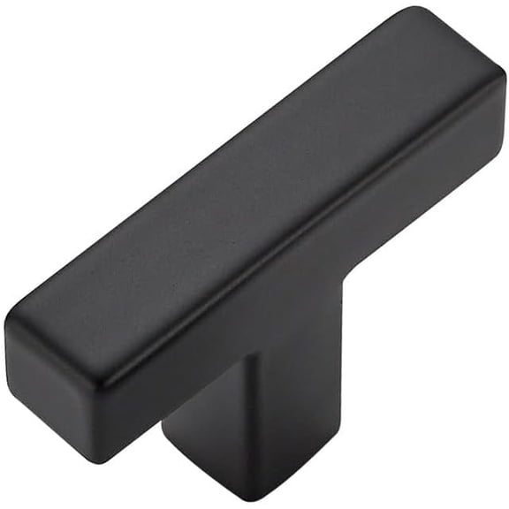 KKFEN-1 Pack Matte Black Cabinet Knobs - Kitchen Cabinet Knobs Black Cabinet Pulls for Kitchen Cabinet Drawer Stainless Steel Dresser Knobs for Cabinet Hardware 2in Length Single Hole Square