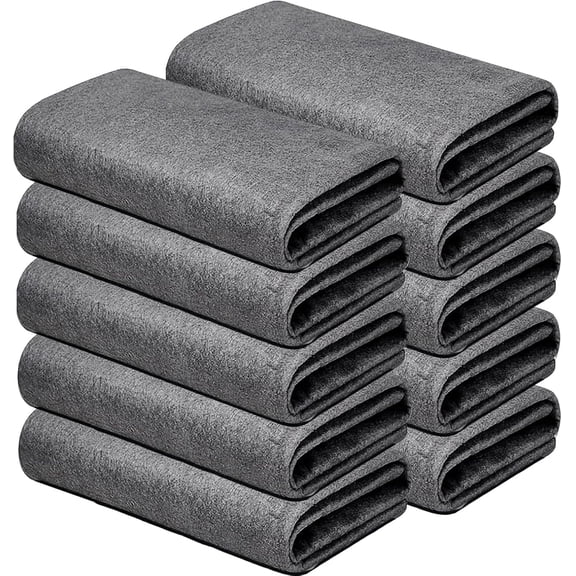 KKFEN-10 Pack Microfiber Cleaning Cloths, Thickened Streak Free & Lint Free Glass Cleaning Towels, Reusable Washable Cloths for Car Windows, Kitchen, Mirrors, Stainless Steel - 12x12 Inches Grey (30x