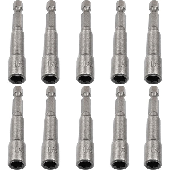KKFEN-10 Pcs 1/4 Inch Hex Magnetic Power Hex Nut Driver Magnetic Extension Socket Drill Bit Set, Quick Change Socket Nut Impact Driver for Electric Drill