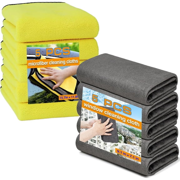 KKFEN-10 Thickened Magic Cleaning Cloths for Glass,Leaving No Water Marks and Reusable, Shiny Wipes for Window, Mirror, Bathroom, Shower Cleaning - E-Cloths for Stainless Steel and Glass Surfaces