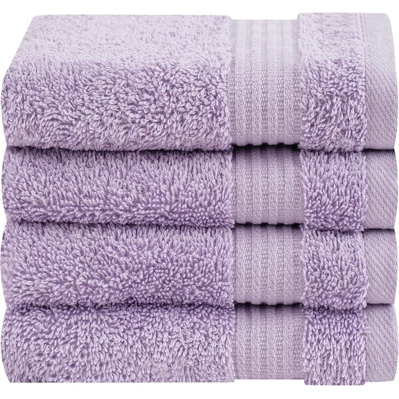 KKFEN-100% Cotton Turkish Washcloth Set for Bathroom, 4 Piece Soft Absorbent Small Hand Face Towels Wash Rags, Lilac