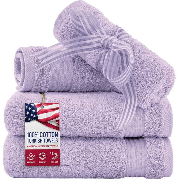 KKFEN-, 100% Cotton Turkish Washcloths for Bathroom Essentials 4 Pack, Soft Absorbent Wash Cloths Quick Drying Small Towels Washrags, Lilac