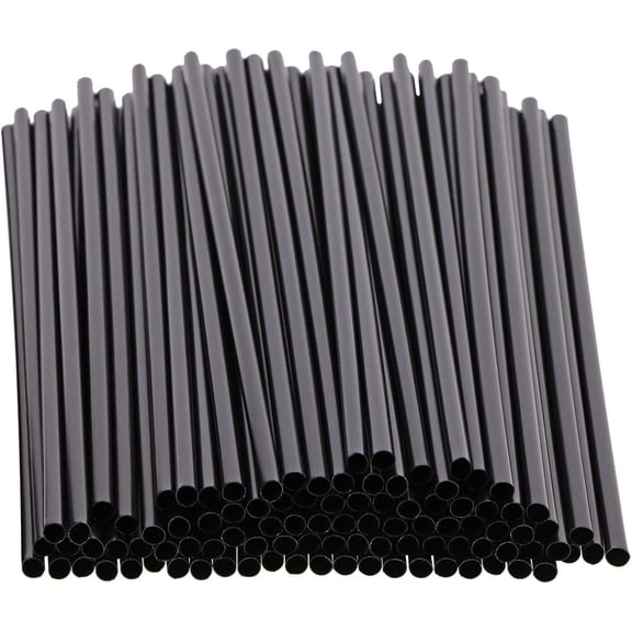 KKFEN-100PCS Black Plastic Straws Drinking Coffee Stirrers for Wedding Coffee Sip Stir Sticks for Cocktail Tea Chocolate Hot Water Cold Drinks Cups Travel Mugs Crafts Home Bars Use,5.12Inch