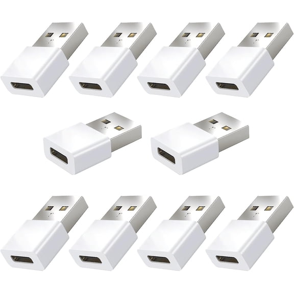 KKFEN-10Pack USB to USBC Adapter,usbc to USB Adapter for iPhone 17/16/15 Charger,iPhone 17/16/15 Pro Max Plus,iPad 9/10 Air 5 Mini 6,Car,Samsung S25 S24 S23 Plus Ultra etc.