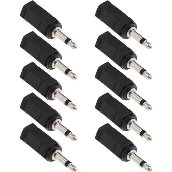 KKFEN-10Pcs 3.5mm Mono to Stereo Adapter Female to Male Headphone Plug 2in1 for Mobile Phone Headsets Computer Headsets(Black)