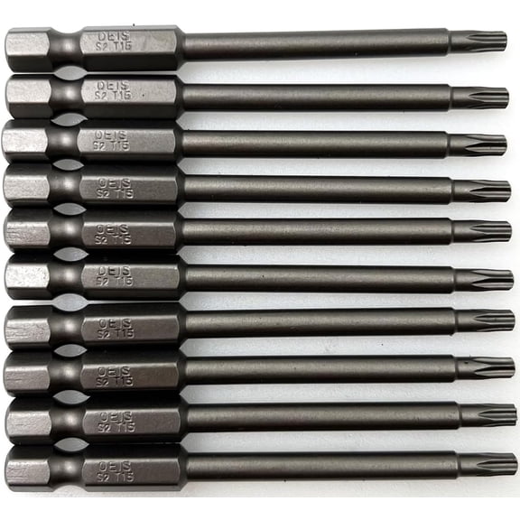 KKFEN-10Pcs 75mm/3inch Long 1/4 Inch Hex Shank T15 Torx Head Magnetic Screwdriver Bits Security Tamper Proof Star 6 Point Screw Driver Set