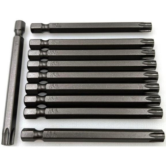 KKFEN-10Pcs 75mm/3inch Long 1/4 Inch Hex Shank T40 Torx Head Magnetic Screwdriver Bits Security Tamper Proof Star 6 Point Screw Driver Set
