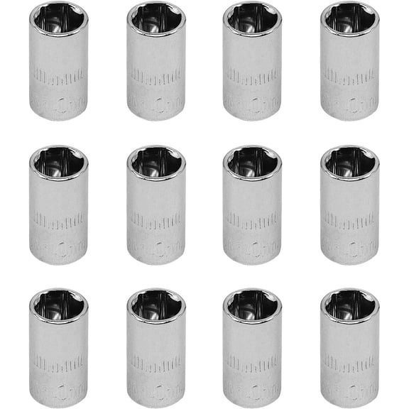 KKFEN-10mm Sockets, 6 Point 1/4 Inch Drive Shallow Socket Set, 12Pcs