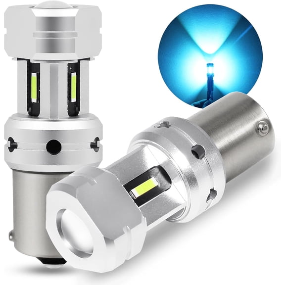 KKFEN-1156 Ice Blue LED Light Bulbs, Super Bright 12V 24V P21W 7506 BA15S 1141 LED Replacement for Car Back Up Reverse or Daytime Running Lights, Non-Polarity, Pack of 2