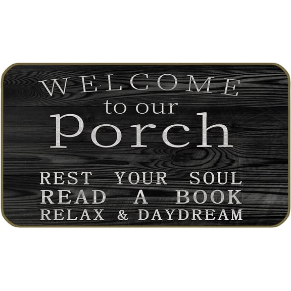 KKFEN-17''30'' Welcome to Our Porch Black Decorative Doormat,Lake Porch Life Floor Mats,Farmhouse Decor for Home Front Door Porch Outdoor Indoor,Lake Porch Mat,Porch Lovers Gift