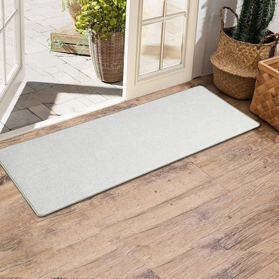 KKFEN-17"x48" Ultra Thin Long Bathroom Rugs,Low Profile Long Bath Mat Non Slip Fit Under Door Absorbent Washable Indoor Door Mat Shower Sink