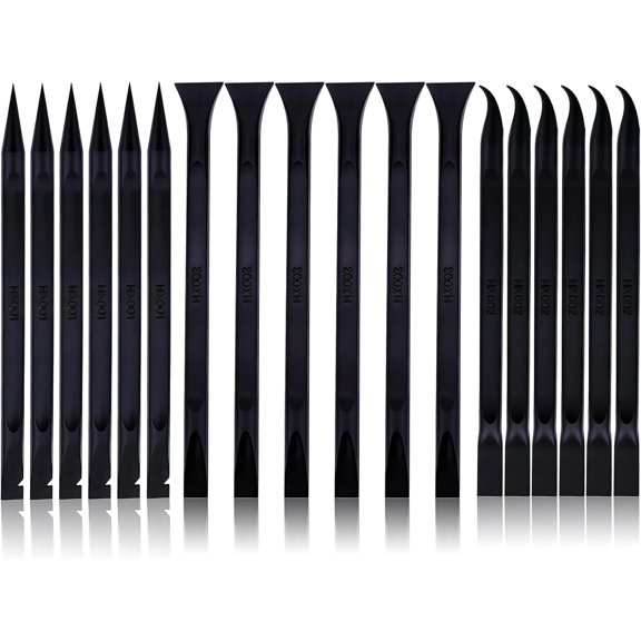 KKFEN-18 PCS Carbon Fiber Plastic Scrapers Tool, Non-Scratch Scraper Tool for Tight Spaces, Multi-Purpose Label Scraper Pen-Shaped, for Car Cleaning Supplies, Kitchen, Crevices, Stains (Black)