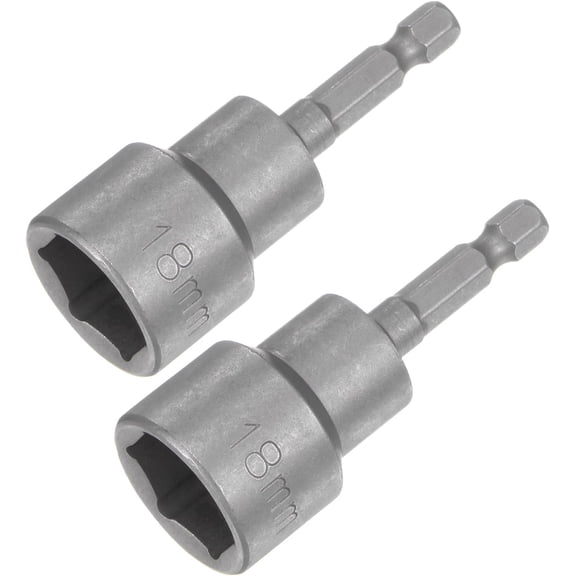 KKFEN-18mm Magnetic Hex Socket 65mm/2.56", 1/4" Hex Shank Magnetic Power Nut Driver Set CR-V Quick-Release Extensions for Impact Drill Nut Setters Socket Wrench Screw, 2 Pcs