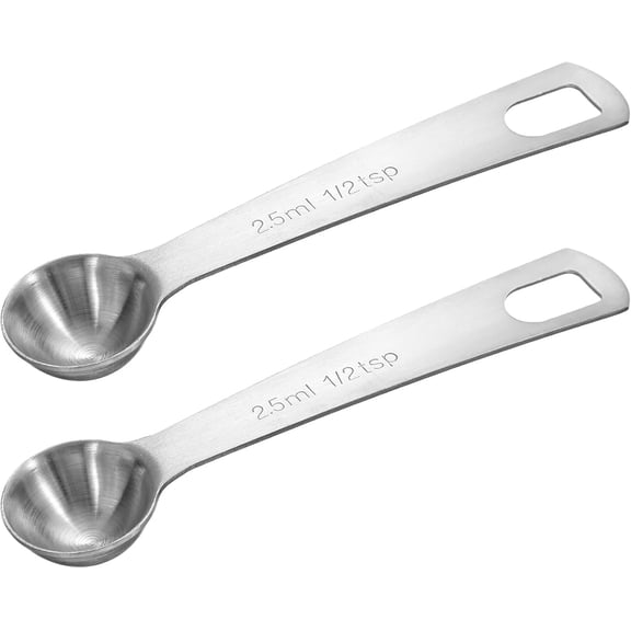 KKFEN-2 PCS Measuring Spoons Tablespoon Measuring Spoon 1/6 Tbsp (1/2 tsp | 2.5 ml | 2.5 cc | 1/12 oz) Mini Spoons Stainless Steel Measuring Spoons for Kitchen Cooking Spoon(Silver)
