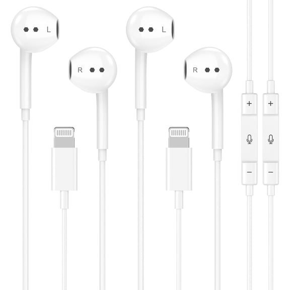 KKFEN-2 Packs for iPhone Headphones Wired Earbuds/Earphones Nosie Reduction Built-in Microphone & Volume Control Headsets Compatible with iPhone 14/13/12/11/XR/XS/X/8/7/SE/Pro/Pro Max