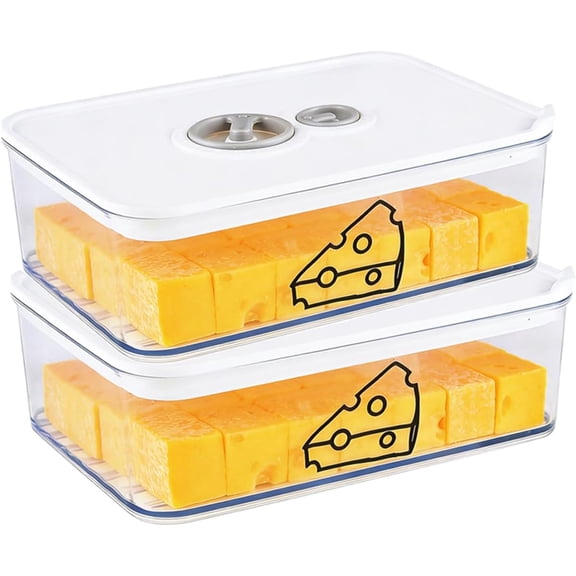 KKFEN-2 Pcs Cheese Container for Refrigerator,Cream Cheeses Storage Box,Cheese Keeper with Airtight Lid and Time Recording,BPA-Free Kitchen Storage Organizer Sliced,Grated,Cheddar Cheeses Saver