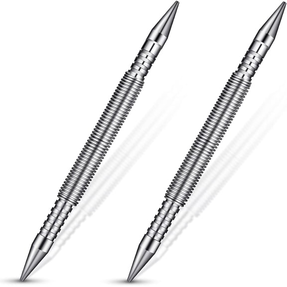 KKFEN-2 Pcs Spring Nail Set Tool 1/16 1/31 Inch Hammerless Trim Spring Loaded Nail Set Spring Nail Punch Tool Door Hinge Pin Remover Dual Head Nail Punch Tool for Home Improvement, 3500 PSI Striking