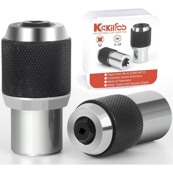 KKFEN-2-Piece Ratcheting Tap Socket Set with Adjustable Jaws, 3/8" Drive Tap Holder for Tight Spaces, Compatible with Taps, Reamers, Screw Extractors (#6-1/2"), Cr-Mo Steel