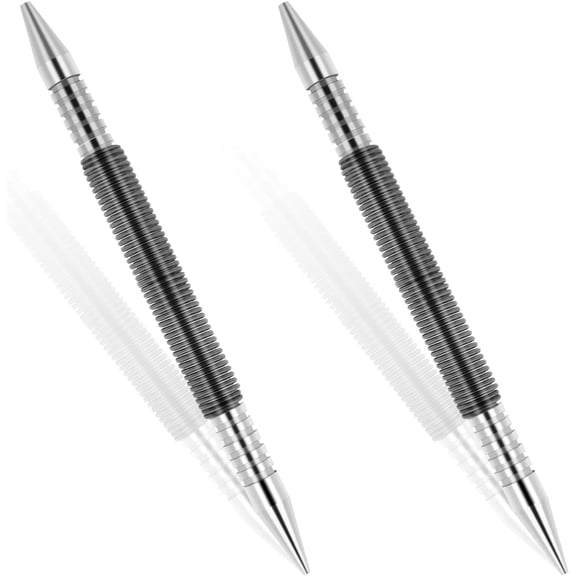 KKFEN-2 Pieces Spring Nail Set, Nail Set Tool and Hinge Pin Tool Dual Head Nail Setter Hammerless 1/8 1/16 and 1/32 Inch Spring Pin Punch Nail 3500 Psi Striking Force Door Pin Siding Removal Tool