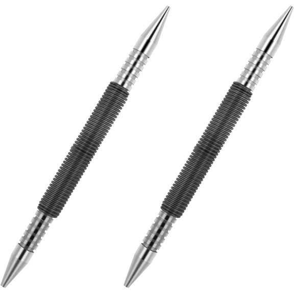 KKFEN-2 Pieces Spring Nail Set, Nail Set Tool and Hinge Pin Tool Dual Head Nail Setter Hammerless 1/8 1/16 and 1/32 Inch Spring Pin Punch Nail 3500 Psi Striking Force Door Pin Siding Removal Tool
