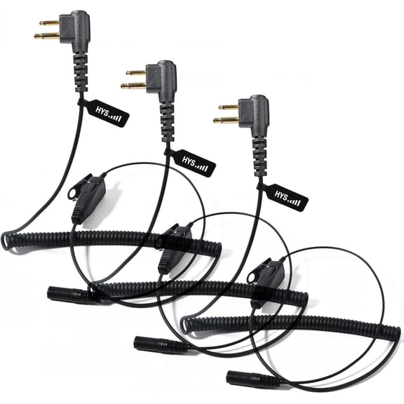 KKFEN-2-Pin to 3.5mm Female Plug Adaptor Coil Cable with PTT&Mic for 2pin M Motorola Walkie TalkieConnects to Listen Only 3.5mm Jack Headset and CP200 RDU RMU Two Way Handheld Amateur/Ham Radio (3pc