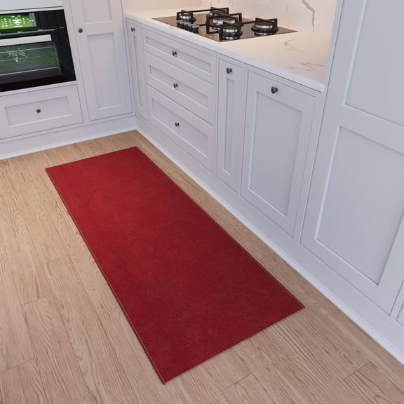 KKFEN-2' x 5' Ultra-Thin Hallway Runner Rug - Durable Non-Slip Carpet for High-Traffic Areas - Fits Under Doors for Seamless Entry - Ideal for Kitchen, Entryway, Bedroom & Living Room, Red