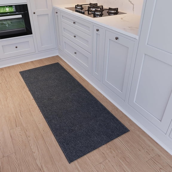 KKFEN-2' x 5' Ultra-Thin Hallway Runner Rug - Durable Non-Slip Carpet for High-Traffic Areas - Fits Under Doors for Seamless Entry - Ideal for Kitchen, Entryway, Bedroom & Living Room, Black