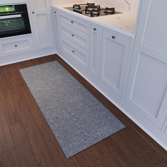 KKFEN-2' x 6' Ultra-Thin Hallway Runner Rug - Durable Non-Slip Carpet for High-Traffic Areas - Fits Under Doors for Seamless Entry - Ideal for Kitchen, Entryway, Bedroom & Living Room, Gray