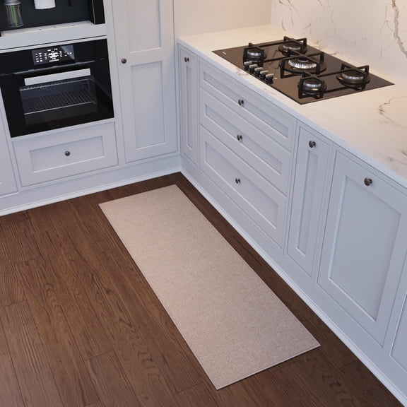 KKFEN-20" x 59" Ultra-Thin Hallway Runner Rug - Durable Non-Slip Carpet for High-Traffic Areas - Fits Under Doors for Seamless Entry - Ideal for Kitchen, Entryway, Bedroom & Living Room, Beige