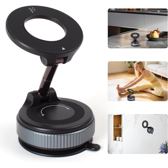 KKFEN-2025 Premium 360 Magnetic Car Phone Mount - Ultra-Strong Vacuum Suction for iPhone 16 Pro Max/Android - Foldable Adjustable Holder for Car/Truck/Gym/Home - Secure No-Slip Design (Black)