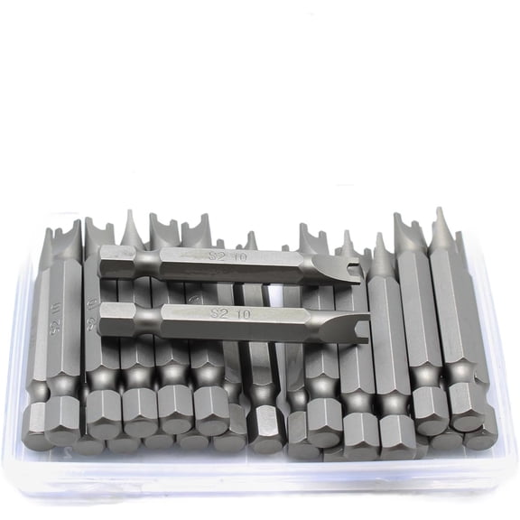 KKFEN-25 pc Spanner #10 2 Inch Screwdriver Insert Bits, Durable S2 Steel, with Heavy Duty Storage Container